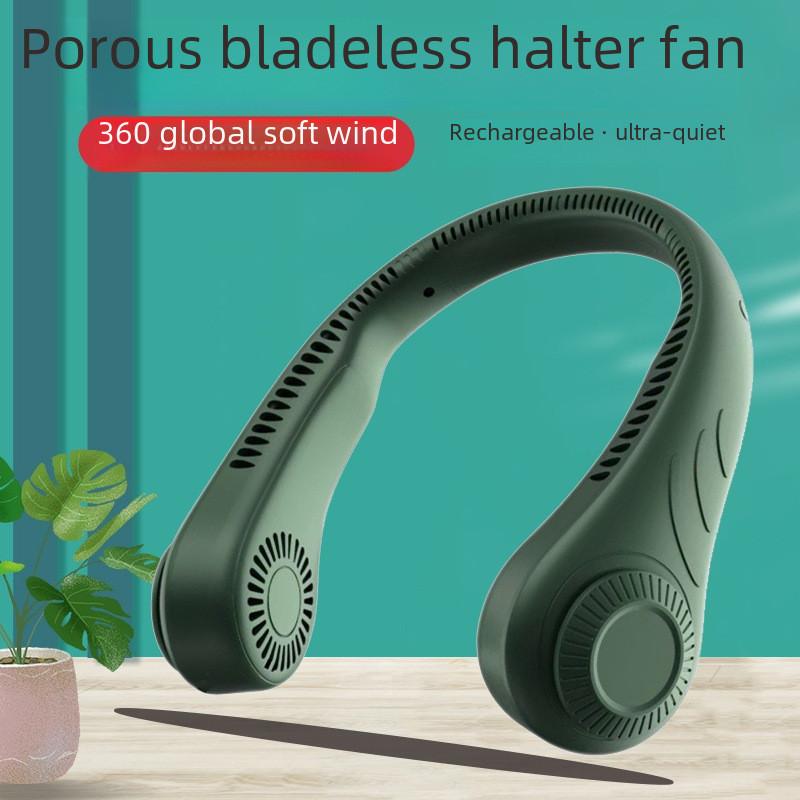 Portable Hanging Neck Fan Usb Rechargeable Brushless Motor White Low Noise
