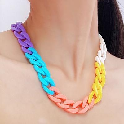 Necklace for Women Ins Wind Jewelry Fashion Macaron Color Acrylic Hip-hop Style Personality Exaggerated Flat Necklace Female Elegant Necklace