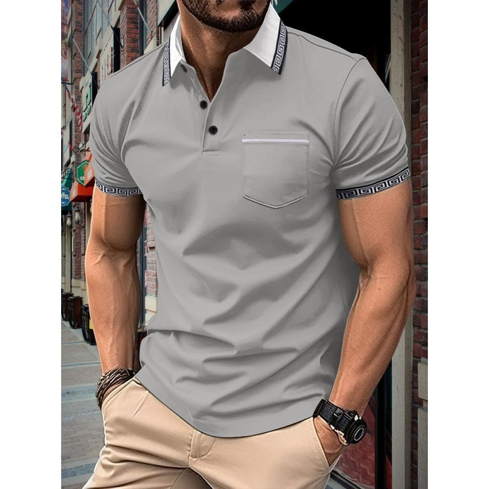 Men's Solid Color Lapel Daily Casual Polo Shirt