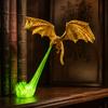 Mysterious Fantasy Collection Items 3D Printed Fire-Breathing Dragon Shelf Decor, Flying Nook Bookshelf Light, Black Design Mythical Creature