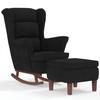 VidaXL Chaise à Bascule avec Pieds en Bois et Tabouret Fauteuil de Salon Relaxation Meuble de Salle de Séjour Chambre 3121236