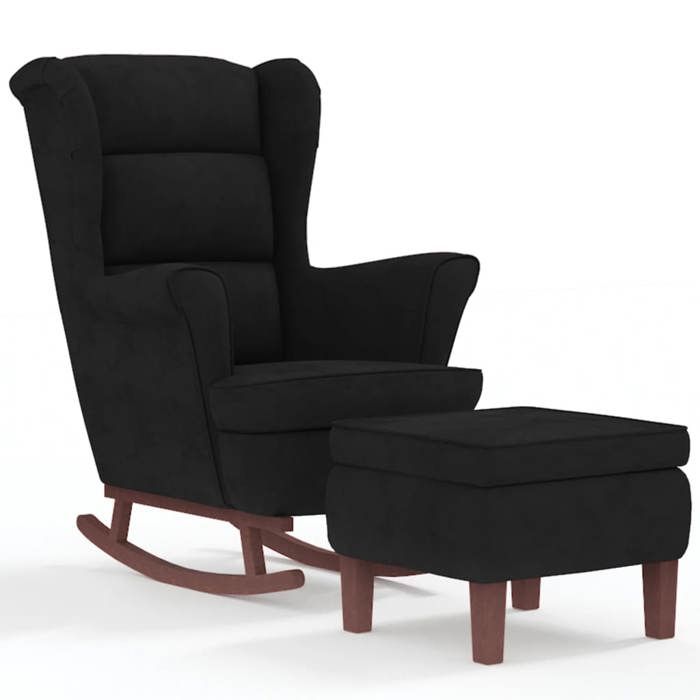 VidaXL Chaise à Bascule avec Pieds en Bois et Tabouret Fauteuil de Salon Relaxation Meuble de Salle de Séjour Chambre 3121236