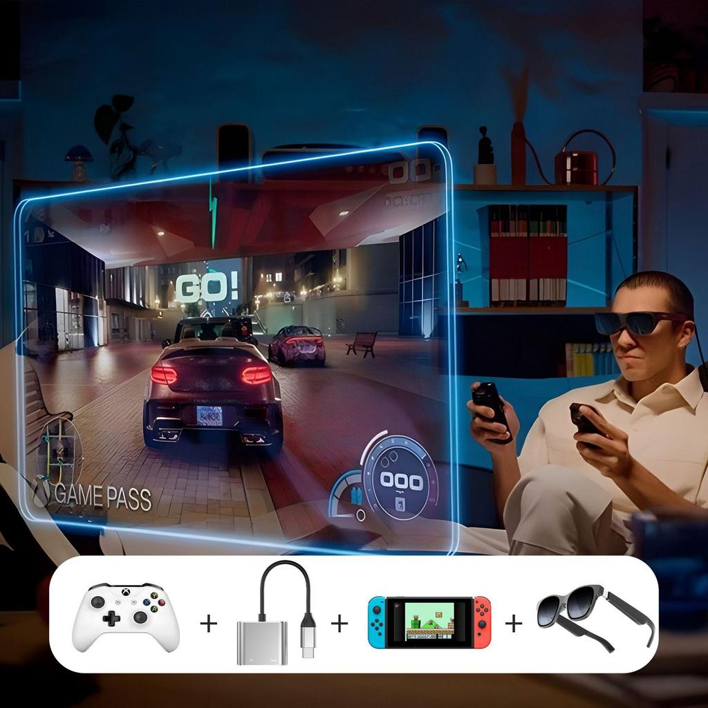 2-in-1 Docking Station & Smart Glasses Converter for Type-C Devices