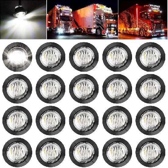 PSEQT 3/4 Inch Trailer Marker LED Lights, Side Clearance Indicators Tail Light Waterproof For Trailer Truck Car Bus Van Pickup RV Wrangler ATV UTV