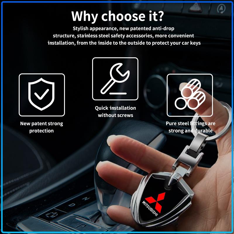 For Mitsubishi Lancer 7 8 I200 Pajero Montero Sport Outlander ASX Mirage Eclipse Car Key Chain Keyring Pendant Metal Keychain Holder Accessories