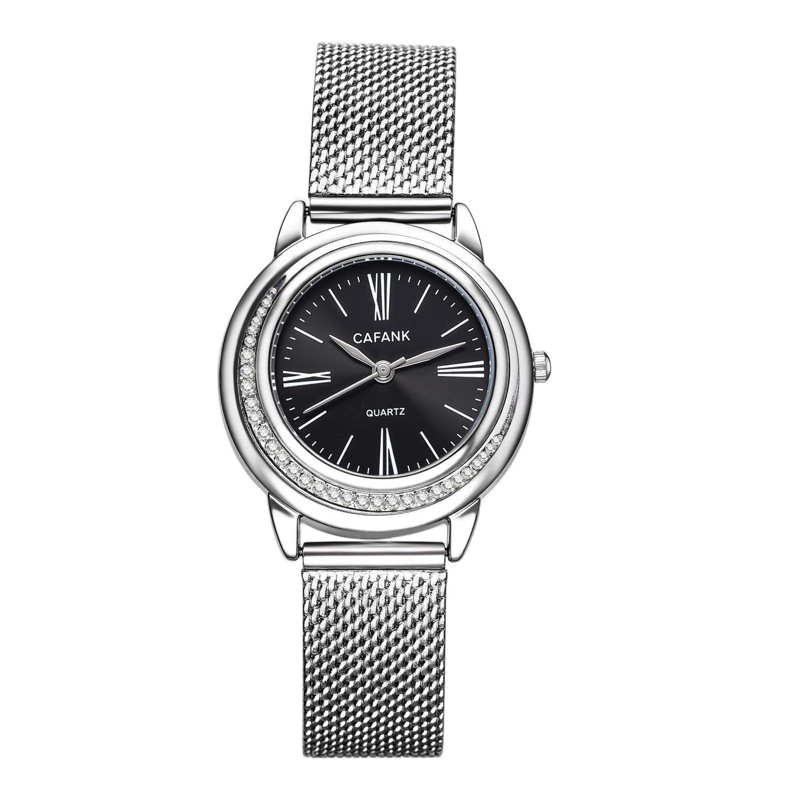 

Women s Round Analog Quartz Watch with Stainless Steel Strap and Black Dial, Simple Design, Perfect for Formal Gifts, Anniversaries, Birthdays, and