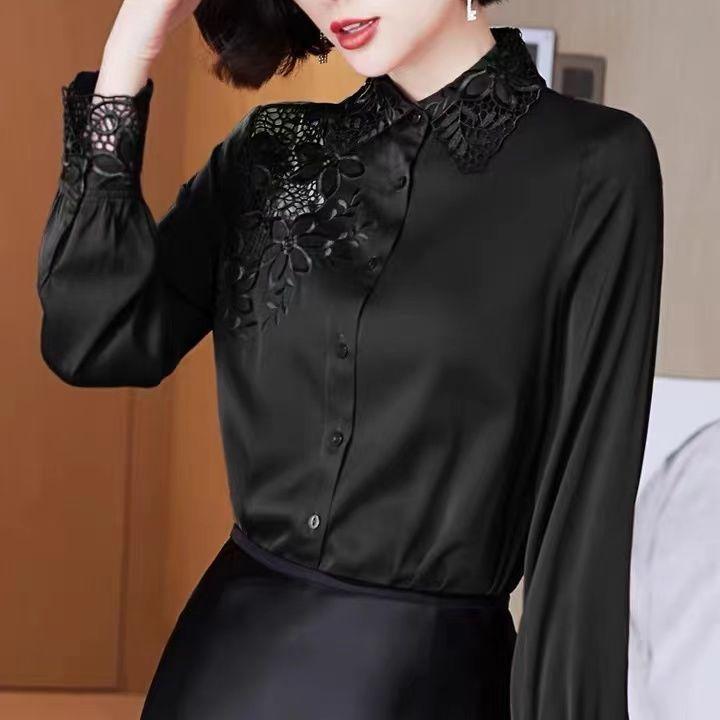 Imitation Silk Shirt Women 2022 Spring And Autumn Imitation Mulberry Long-sleeved Top Casual