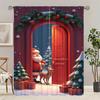 Stylish Set Of 2 Christmas Santa Claus Tree Pattern Printed Curtains Decorations Home Room Curtain Polyester