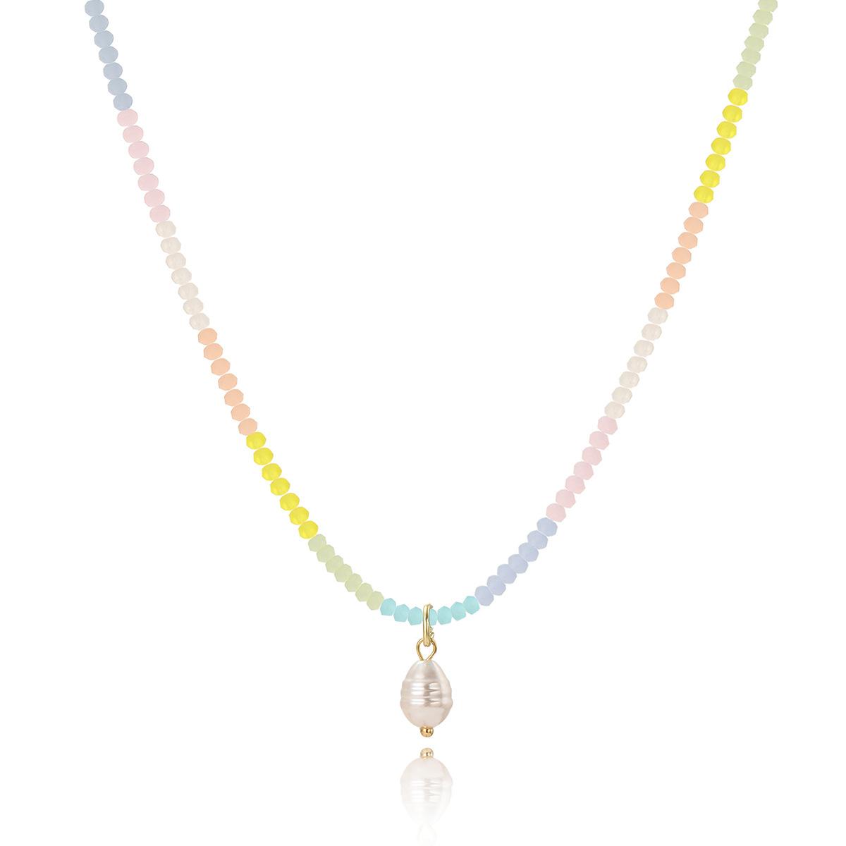 

Ожерелье для женщин без потери цвета, простое рисовое ожерелье из бисера, женское легкое нишевое модное цветное хрустальное ожерелье, элегантное ожерелье