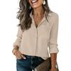 Camisa casual de manga larga para mujer con bolsillos