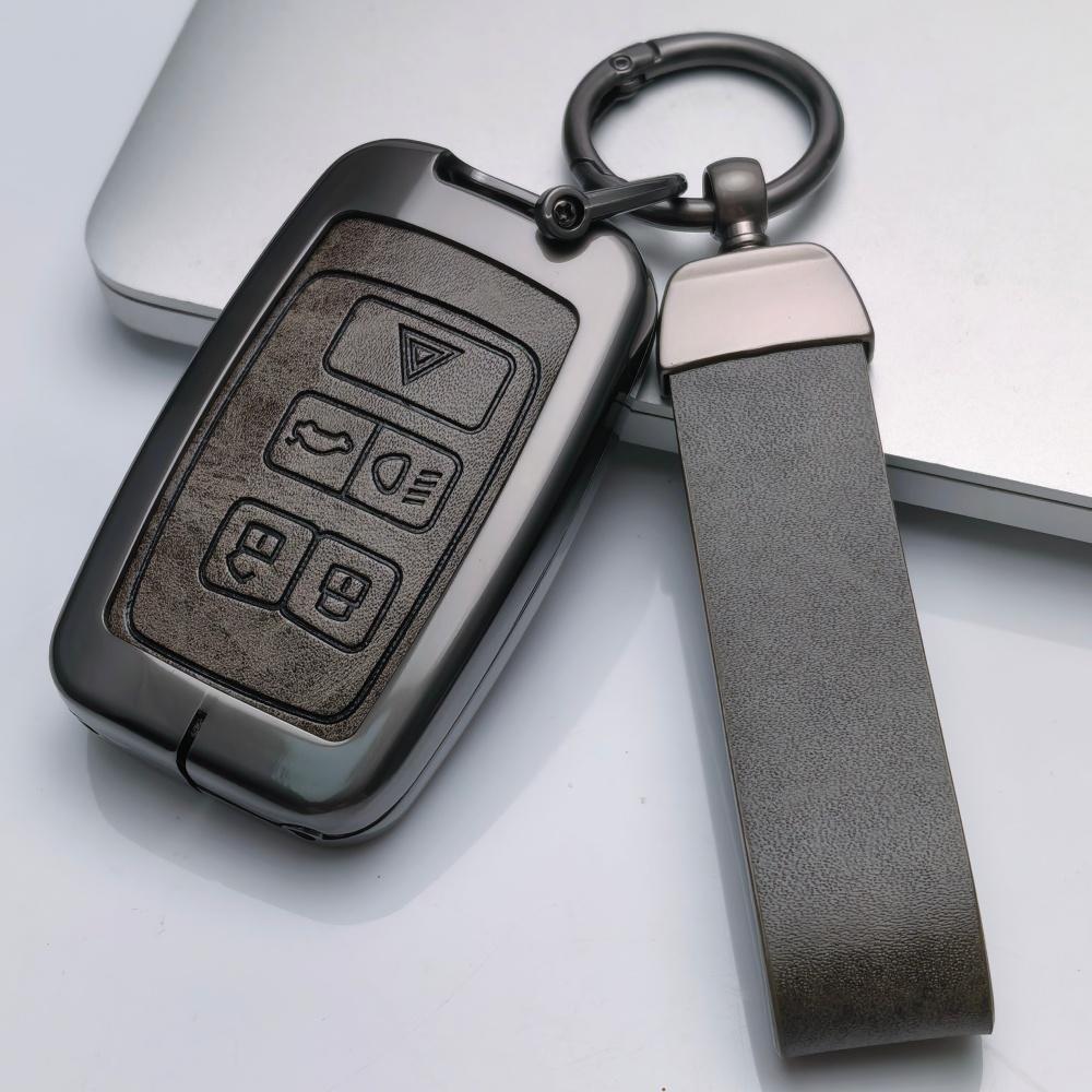 Zinc Alloy Leather Car Key Case Cover For Land Rover Range Rover Evoque Freelander Velar Discovery 4 Jaguar Xe Xj Xf Guitar