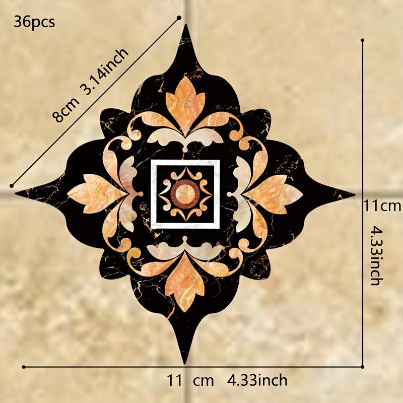 36PCS Bohemian Pattern Tile Diagonal Line Sticker, Self-adhesive Waterproof Living Room Dining Room Kitchen And Bathroom Floor Sticker