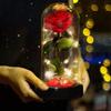 Künstliche Rosenblüten Ewige Rose LED-Licht Folienblume in Glasabdeckung Simulationsrose Muttertagsgeschenke Partyzubehör