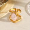 Stainless Steel Geometric Open Ring for Women Delicate Irregular Leaf Heart Wing Spiral Ring Casual Retro Versatile Jewelry Gift