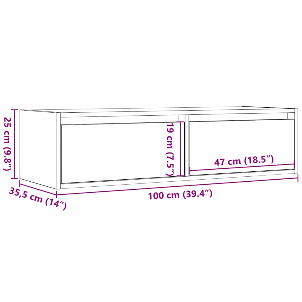 TV Cabinet with LED Lights Rustic Wood Look 100 x 35.5 x 25 cm