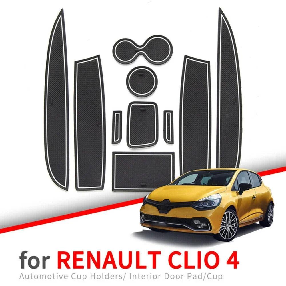 

10PCS/SET Car Door Groove Mat Anti-Slip Gate Slot Cup Pad For Clio 4 2013-2018 Waterproof Door Mats Accessories белый