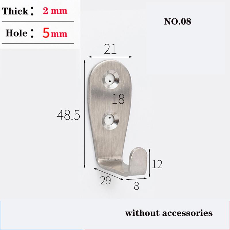 

1-50 шт. Утолщенный одинарный крючок из нержавеющей стали, крючок для одежды, кухонный, для ванной комнаты, дверца шкафа, гардеробная, вешалка для хранения пальто, полотенец 1pcs