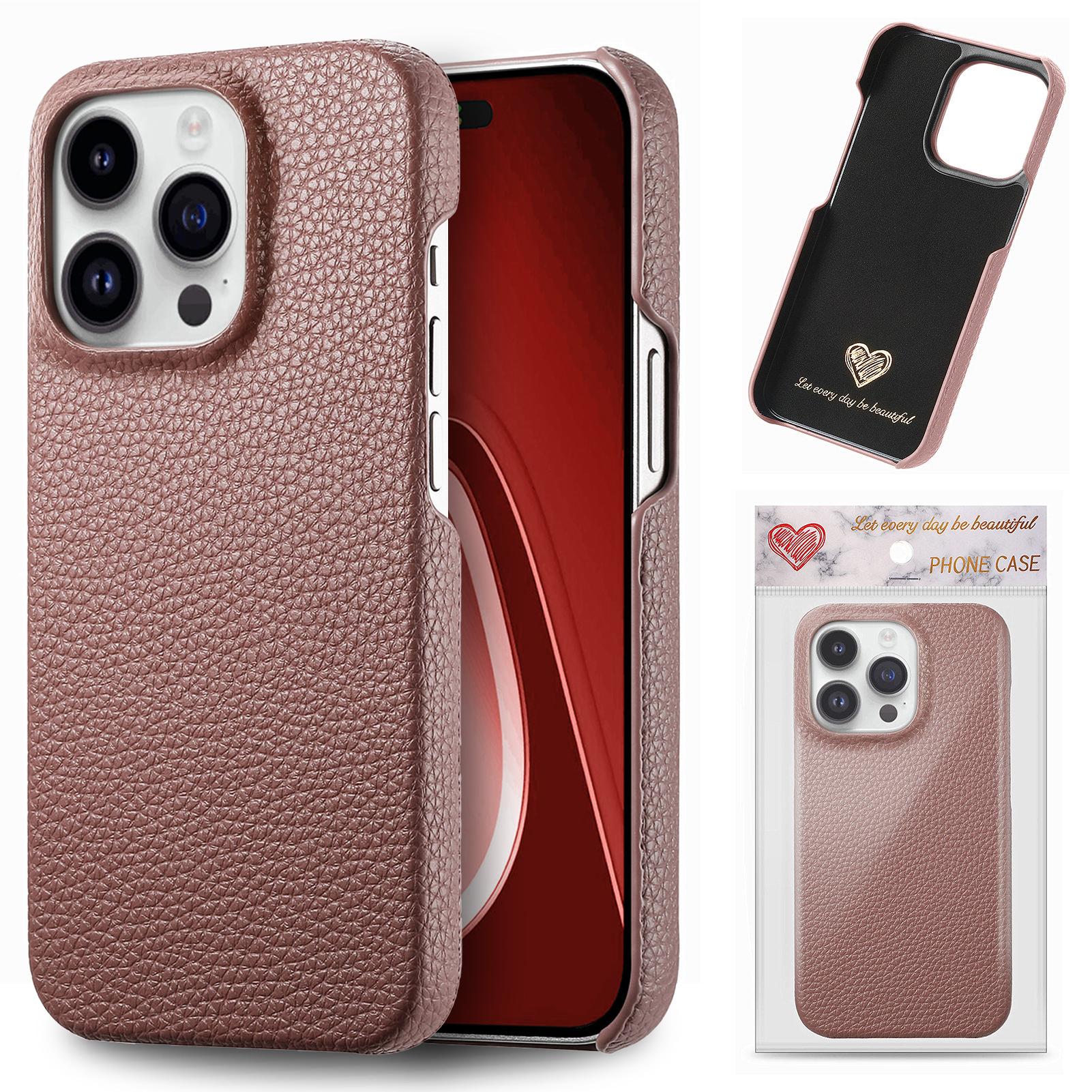 

Y1 For iPhone 16 Pro Max Case Shockproof Litchi Texture Leather+PC Phone Cover Jujube Apricot