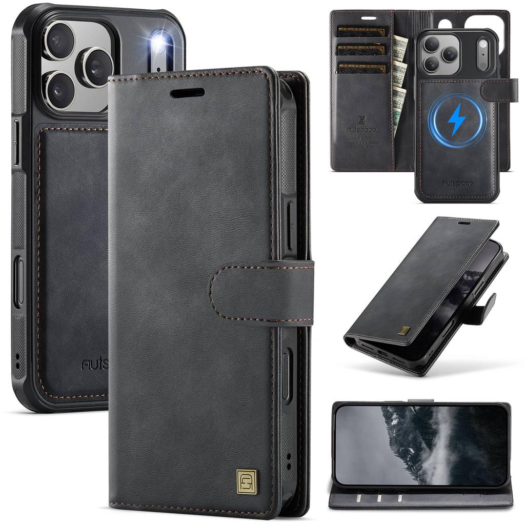For iPhone 17 16 15 14 13 12 Pro Max Detachable Wallet Case 2 in 1 Flip Folio Card Holder RFID Kickstand Shockproof Phone Cover