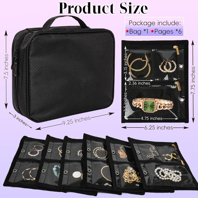 Transparent PVC Zipper Jewelry Travel Organizer with Velvet Interior Multi-Layer Folding Design for Necklaces Earrings Rings