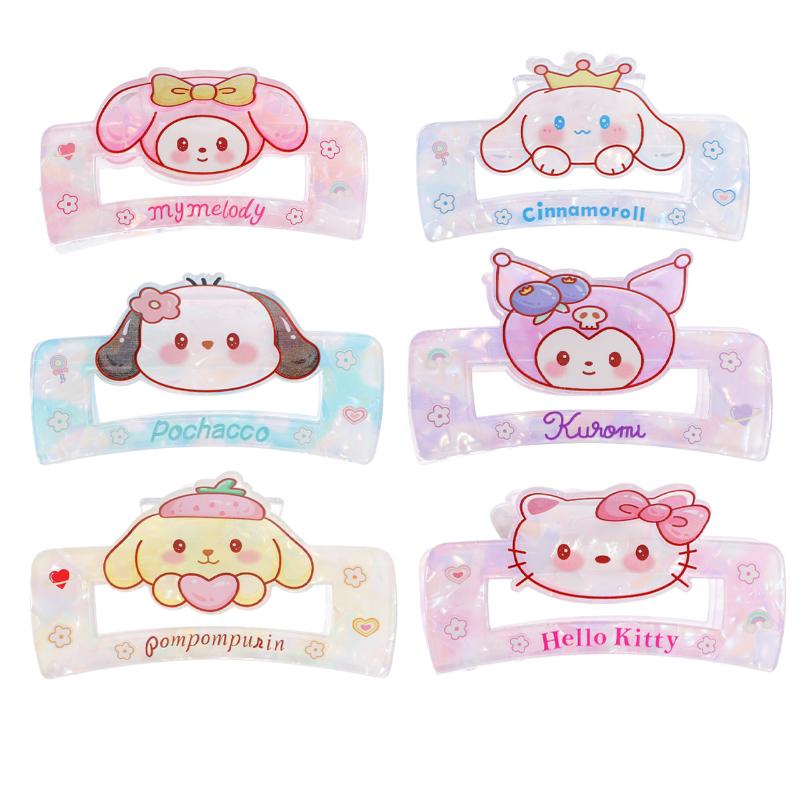 Cartoon Sanrio Hair Claw Cute Anime Acrylic Hair Clips Hello Kitty My Melody Kuromi Cinnamoroll Hairpin Lovely Hair Accessories