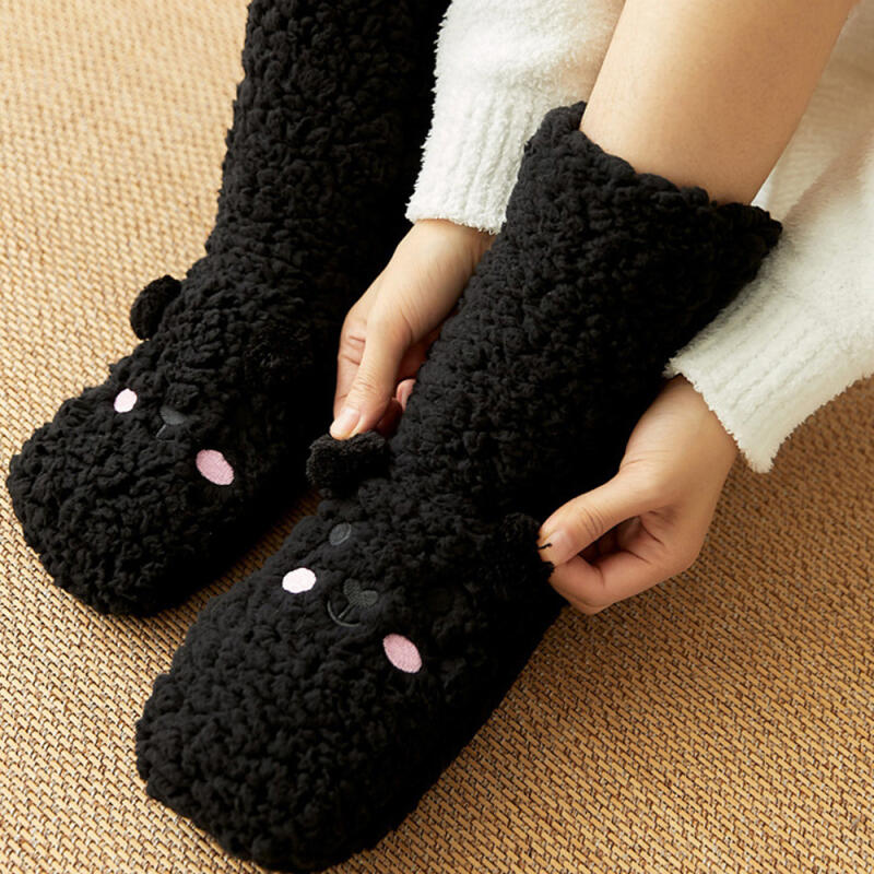 Komjwi mink sleep socks, ultra-fine fiber maternity socks, cold hands and feet black