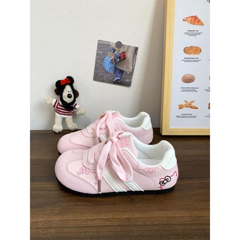 College style embroidery sweet little white shoes women's new round head lace-up casual shoes student fashion board shoes