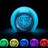 Multicolor LED Nightlight Alarm Clock with Calendar Temperature Display Battery Operated Round Shape Bedroom Essential