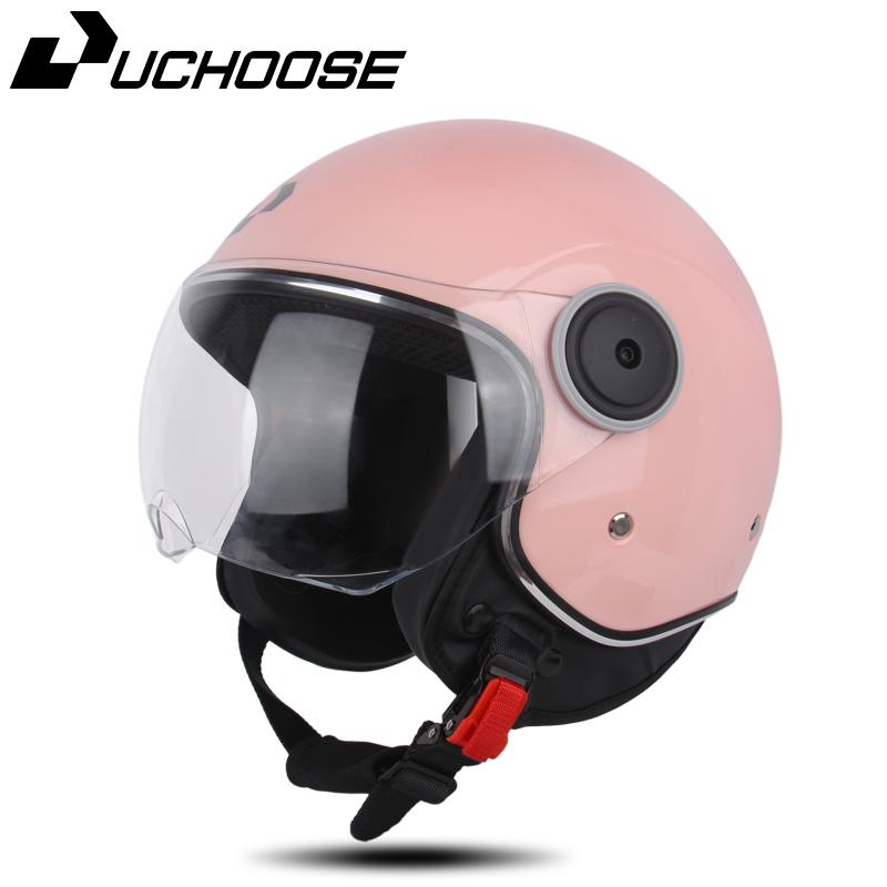 UCHOOSE 3/4 Open Face Motorcycle Helmets With For Men Women Vintage Moto Bike Cascos Scooter Protective Helmets