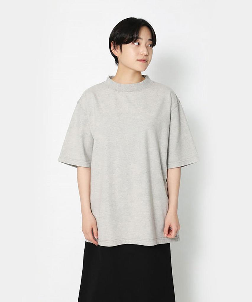 Snow Peak Recycled Cotton Mockneck T-Shirt, Size L, M.GREY, TS-25SU403, Perfect for Festivals, Camping, and Outdoor Activities