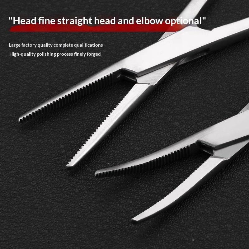 Dental Multifunctional Hand Tool 12.5Cm Stainless Steel Hemostatic Forceps Medical Curved/Straight Tip Cutter Tool
