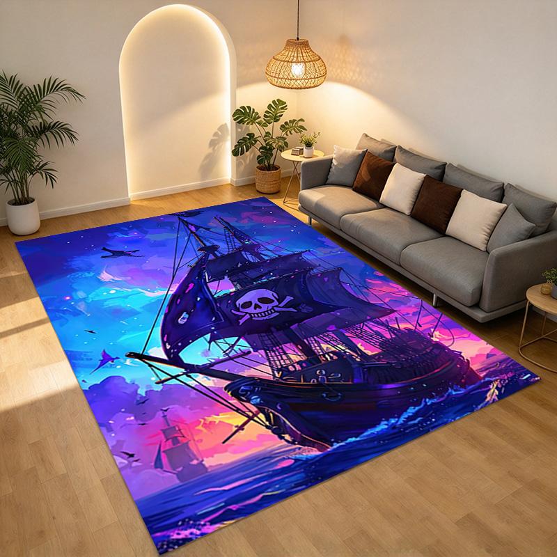 Pirate Ship Area Rug Carpet For Bedroom Game Playroom Living Room Nonslip Sofa Office Home Decor Doormat Christmas Gift C341