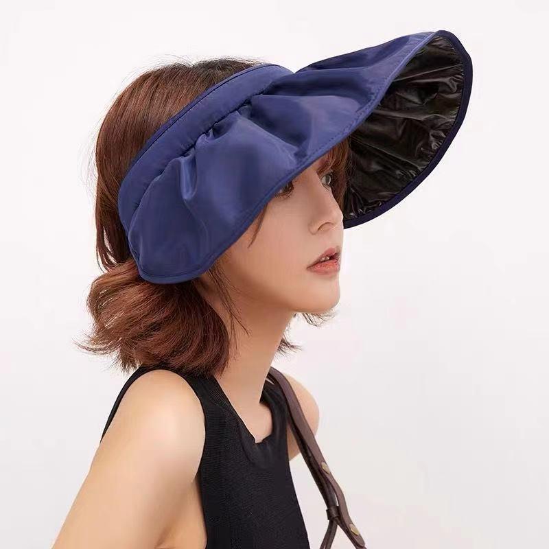 Women's Dual-Use Vinyl Sun Hat with UV Protection and Large Brim