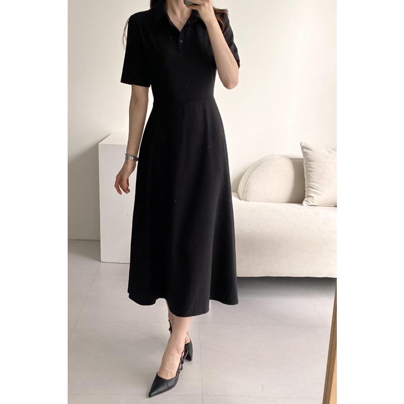 

Женское платье поло во французском стиле со шнуровкой и приталенной талией One Size чёрный