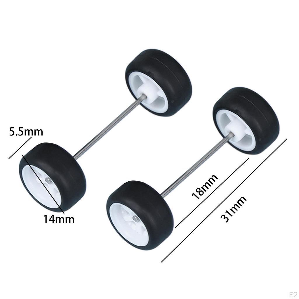 4 Pack 1/64 Scale Wheels with Axles for Diecast Car Models And RC Trucks