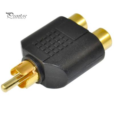 RCA Male To Double Female Socket AV Audio Video Signal Y Splitter Plug Adapter