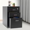 3-Tier Rolling Locking File Cabinet, Mobile Storage Organizer with Wheels for Office, Home Use,Black File Cabinet with Key Lock