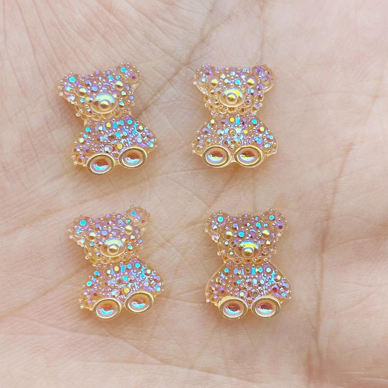 50Pcs New Cute Mini Shiny Little Bear Flat Back Resin Cabochons Scrapbooking DIY Jewelry Craft Decoration Accessories