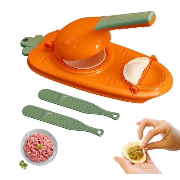 2-in-1 Manual Press for Dumplings and Ravioli, Green/Orange, Make Dumplings and Pasta