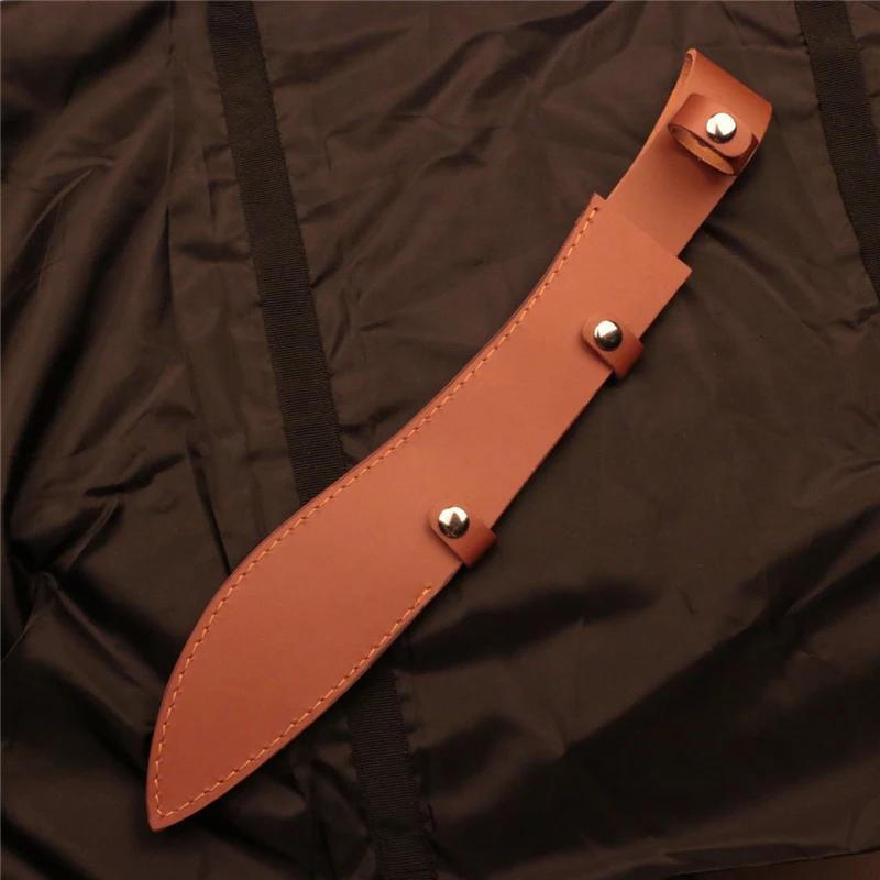 1pc Cow Leather Knife Sheath Scabbard Outdoor Straight Knife Holster Carrying Case Belt Loop Case Protective Cover Parts