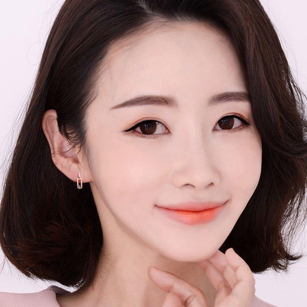 [] 14K Gold Filled Pin Earrings Carat Women's Fashion Daily Simple Cubic One-Touch Earrings