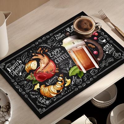 1 Stück Abtropfmatte aus Gummi mit Retro-Vintage-Aquarelldruck für Café, Küche, Teppich, Geschirr, langlebige Kieselalgen-Schlamm-Tischmatte, Haustiermatte, Kaffeegeschirr