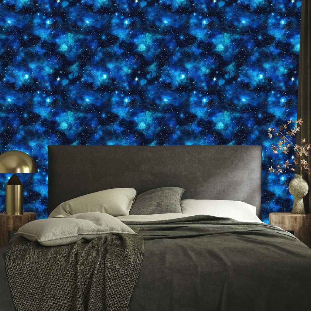 Watercolor Galaxy Wallpaper Harmonious Arrangement, Navy Blue 50x1000