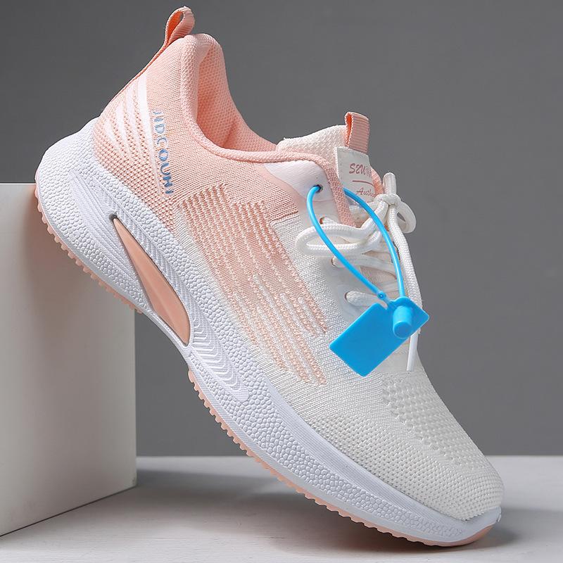 Flying woven lightweight sports shoes women's tide spring and summer new soft-soled running shoes breathable women's shoes mesh heightening shoes