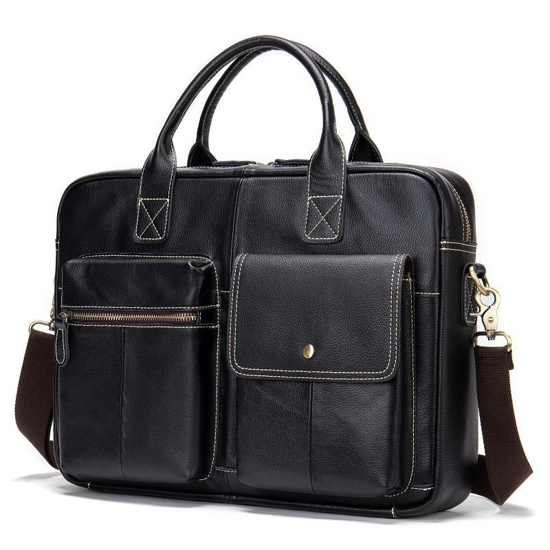 Real Cowhide Men s Business Handbag Genuine Leather Official Document Leisure Bag Retro Top Layer