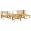 Vidaxl 6-Cz. Gartenmöbel-Set, Hellgraue Kissen, Bambus