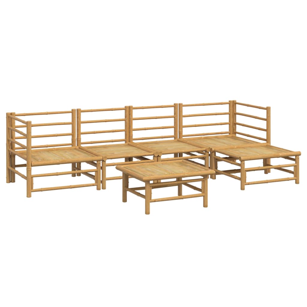Vidaxl 6-Cz. Gartenmöbel-Set, Hellgraue Kissen, Bambus