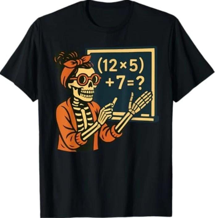 Halloween Teacher Six Seven Meme 6 7 Skeleton Spooky Costume T-Shirt XL