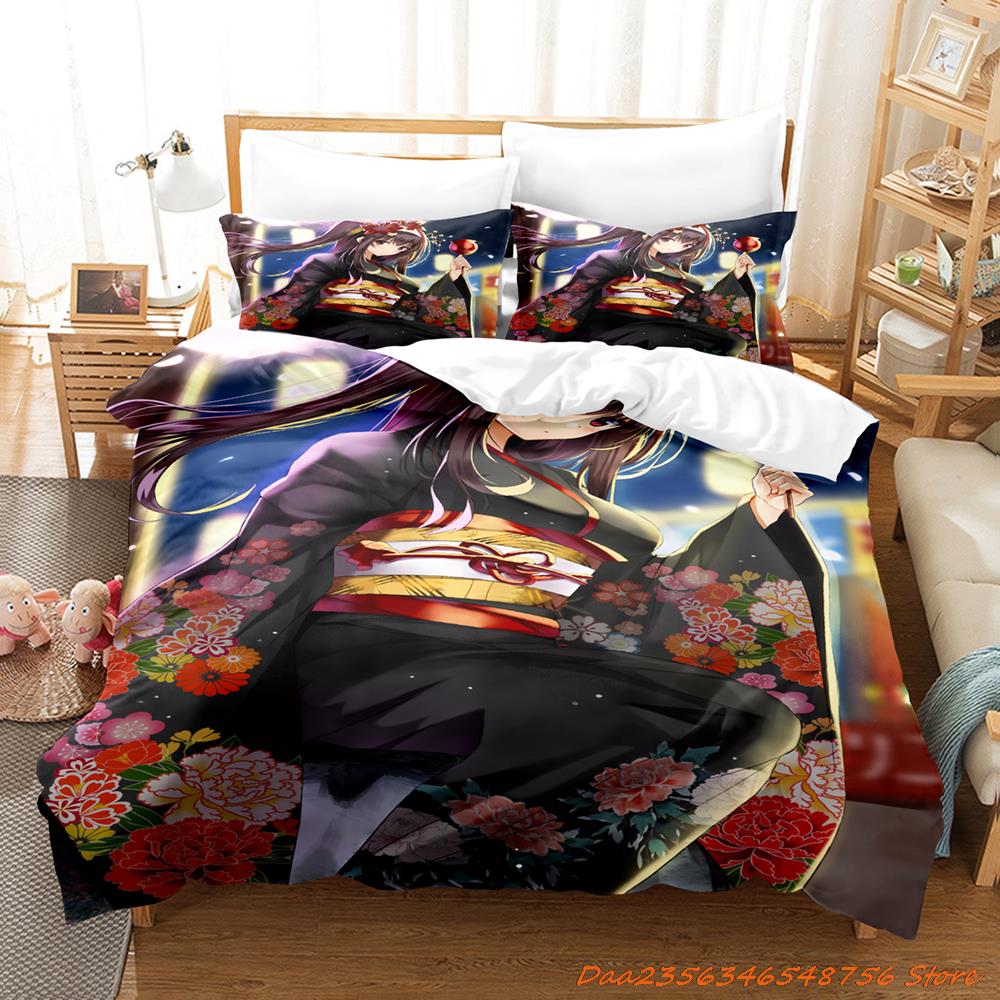 Comforter Personelity New Bikini Utaha Kasumigaoka Bedding Set Cartoon Anime Three-Piece Set Adult Kid Bedroom Duvet Sets 3D Kawaii
