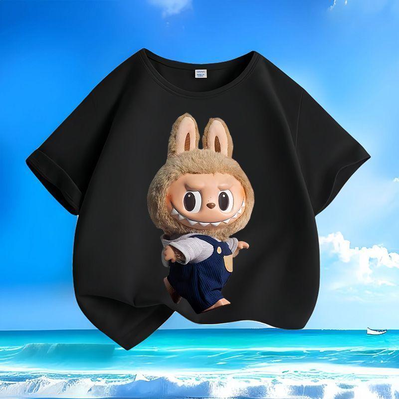 LABUBU Cartoon Fashion Short Sleeve Street Style Versatile 2025 for Boys and Girls